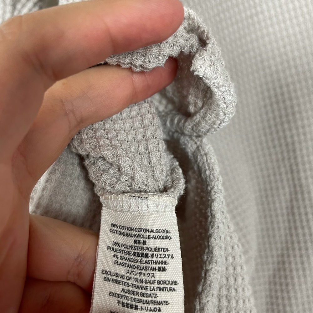 Free People‎ Shirt Waffle Knit Henley Top Lace Tan - Picture 8 of 8